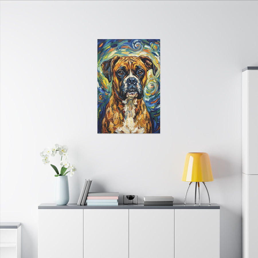 Boxer Dog Post-Impressionist Oil Painting Canvas Wall Art Decor Gift for Dog Lover