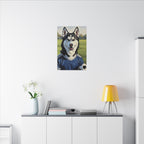 Siberian Husky Oil Painting Soccer Portrait Canvas Art | Dog Wall Decor | Pet Lover Gift for Sports Fans