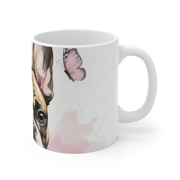 French Bulldog Watercolor Butterfly Bloom Coffee Mug | Premium Dog Prints | Tritan