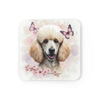 Poodle Watercolor Butterfly Bloom Drink Coaster | Premium Dog Prints | Tritan
