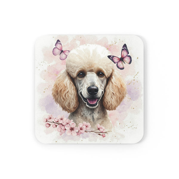 Poodle Watercolor Butterfly Bloom Drink Coaster | Premium Dog Prints | Tritan — Lifestyle View