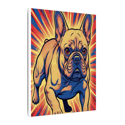 French Bulldog Pop Art Canvas - Dynamic Comic Book Style Wall Art with Halftone Dots - Energetic Retro Dog Print