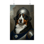 Bernese Mountain Dog Medieval Knight Portrait Matte Poster, Regal Dog Art Print, Bernese Mountain Dog Lover Gift, Wall Art
