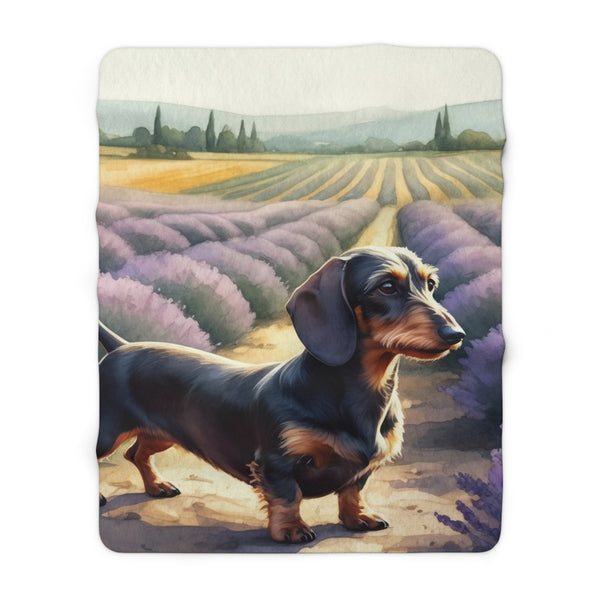 Dachshund Watercolor Lavender Fields Throw Blanket | Premium Dog Prints | Tritan