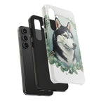 Siberian Husky Watercolor Botanical Wreath Phone Case | Premium Dog Prints | Tritan — detail view