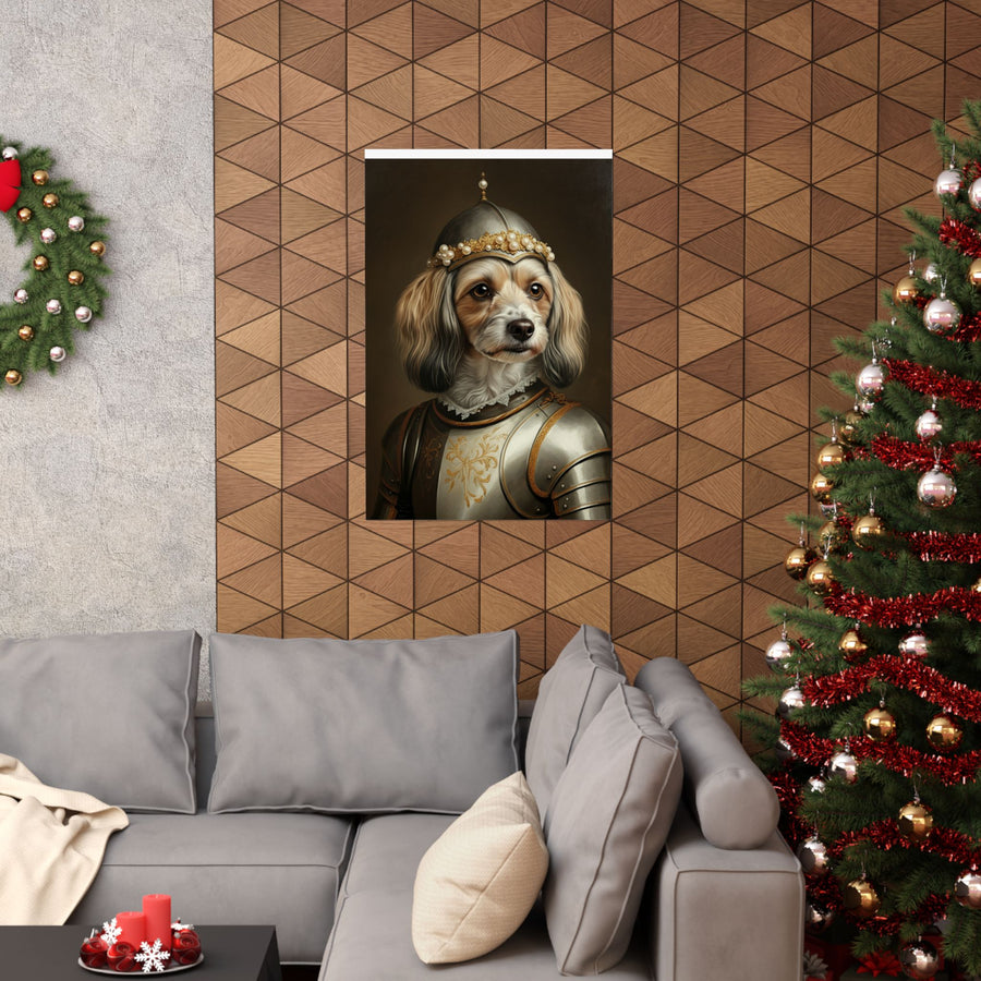 Havanese Medieval Knight Portrait Matte Poster, Regal Dog Art Print, Havanese Lover Gift, Wall Art