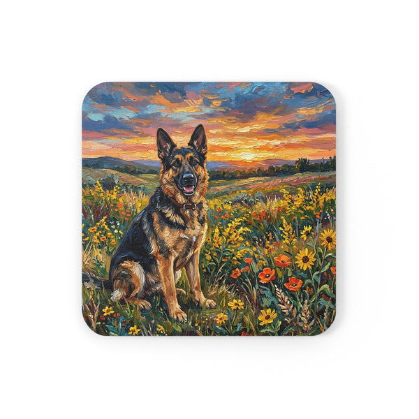 German Shepherd Acrylic Gallery Print Sunset Prairie Drink Coaster | Premium Dog Prints | Tritan
