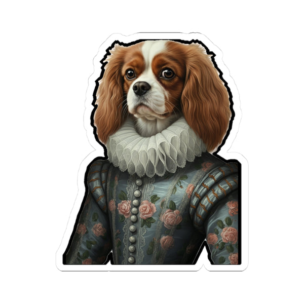 Cavalier King Charles Spaniel Renaissance Royal Portrait Sticker, Dog Portrait Vinyl Decal, Kiss-Cut Sticker, Dog Mom Gift Sticker