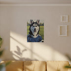 Siberian Husky Oil Painting Soccer Portrait Canvas Art | Dog Wall Decor | Pet Lover Gift for Sports Fans