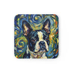 Boston Terrier Post-Impressionist Oil Painting Coaster | Dog Art Decor Gift | Premium Pet Portrait Drink Mat for Dog Lovers