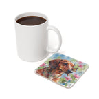 Dachshund Watercolor Butterfly Bloom Drink Coaster | Premium Dog Art | Tritan