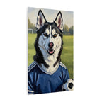 Siberian Husky Oil Painting Soccer Portrait Canvas Art | Dog Wall Decor | Pet Lover Gift for Sports Fans