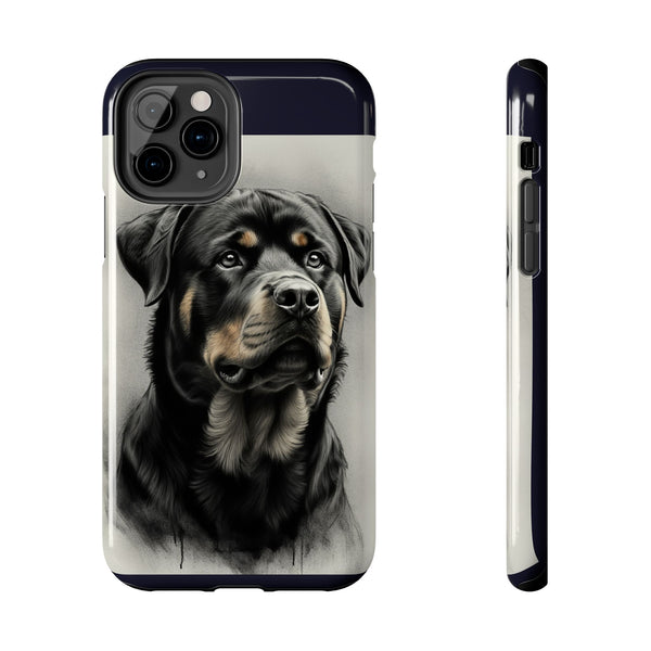 Rottweiler Tough Phone Case, Charcoal Art Dog Lover Gift, Protective Rottie Breed Pride Phone Cover, Gentle Giant Art