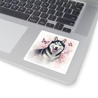 Siberian Husky Watercolor Butterfly Bloom Kiss-Cut Stickers | Premium Dog Prints | Tritan — view 5 of 12