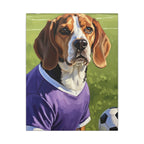 Beagle Soccer Portrait Oil Painting Canvas Print, Dog Wall Art Decor, Pet Lover Gift
