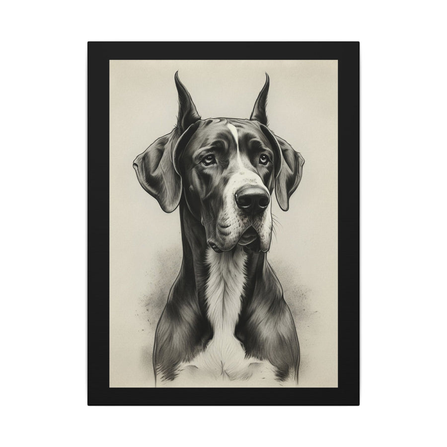 Great Dane Charcoal Portrait Canvas Print | Dog Wall Art | Pet Lover Gift | Home Decor