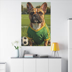 French Bulldog Oil Painting Soccer Portrait Canvas Wall Art Decor Gift for Dog Lovers