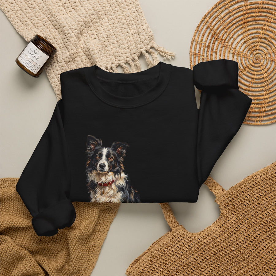 Border Collie Sweatshirt | Painterly Dog Art Crewneck | Border Collie Mom Gift | Cozy Pullover for Dog Lovers | Pet Portrait Apparel