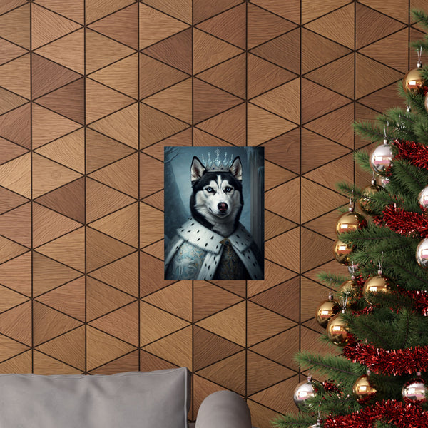 Siberian Husky Kings & Queens Royal Portrait Matte Poster, Regal Dog Art Print, Siberian Husky Lover Gift, Wall Art — Lifestyle View
