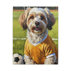 Havanese Oil Painting Soccer Portrait Stretched Canvas Wall Art | Havanese Dog Gift | Pet Owner Decor
