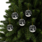 Pack of 5 Border Collie memorial ornaments on a Christmas tree