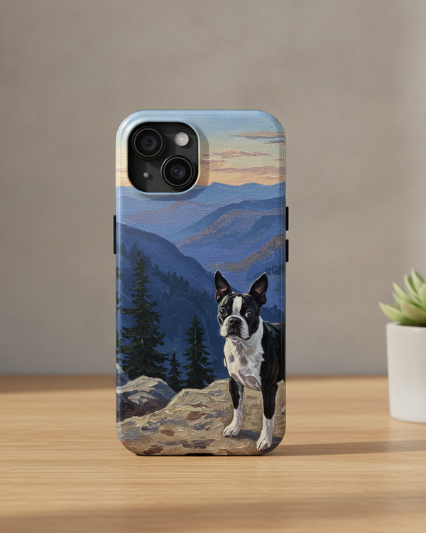 Acrylic Boston Terrier - Mountain Overlook | Tough Phone Case