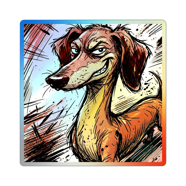 The Sneaky Dachshund Holographic Sticker | Comic Dog Art Gift
