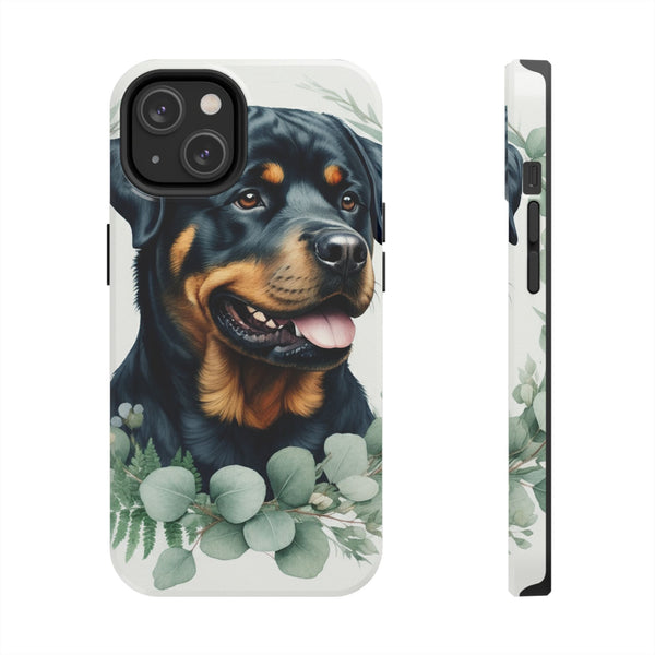 Rottweiler Watercolor Botanical Wreath Phone Case | Premium Dog Prints | Tritan