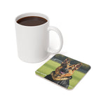 German Shepherd Oil Painting Soccer Coaster, GSD Art Print, Dog Lover Gift, Pet Owner Decor, Football Fan Present, Dog Mom