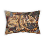 French Bulldog Acrylic Painting Lumbar Pillow, Autumn Woods Dog Art Decor, Frenchie Gift for Home — view 2