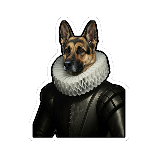 German Shepherd Renaissance Royal Portrait Sticker, Dog Portrait Vinyl Decal, Kiss-Cut Sticker, German Shepherd Lover Gift