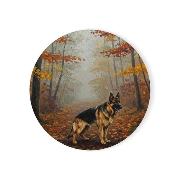 Acrylic German Shepherd - Autumn Woods | Cork Back Coaster