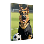 German Shepherd Oil Painting Soccer Portrait Canvas Wall Art Decor, Dog Lover Gift, Pet Owner Present, GSD Art Print