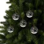 Pack of 5 Beagle memorial ornaments on a Christmas tree