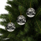 Pack of 3 Yorkshire Terrier memorial ornaments on a Christmas tree