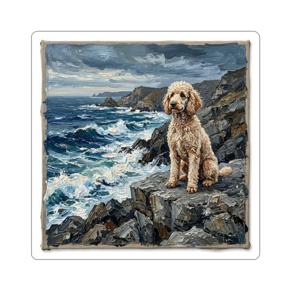 Poodle Acrylic Gallery Print Coastal Cliffside Kiss-Cut Stickers | Premium Dog Prints | Tritan — primary view