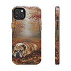 Acrylic English Bulldog - Autumn Woods | Tough Phone Case