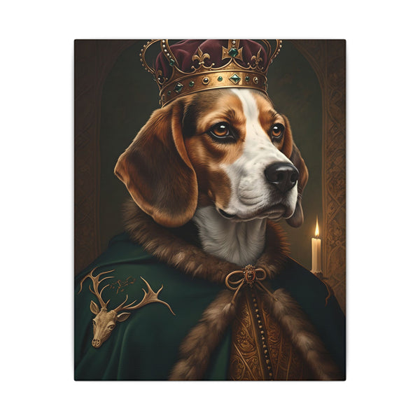 Beagle Kings & Queens Royal Portrait Canvas Wall Art, Regal Dog Painting, Beagle Lover Gift, Stretched Canvas