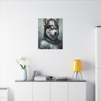 Siberian Husky Medieval Knight Portrait Canvas Wall Art, Regal Dog Painting, Siberian Husky Lover Gift, Stretched Canvas
