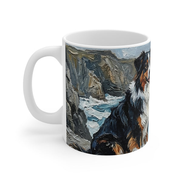 Acrylic Gallery Print Australian Shepherd - Coastal Cliffside | Ceramic Mug 11oz