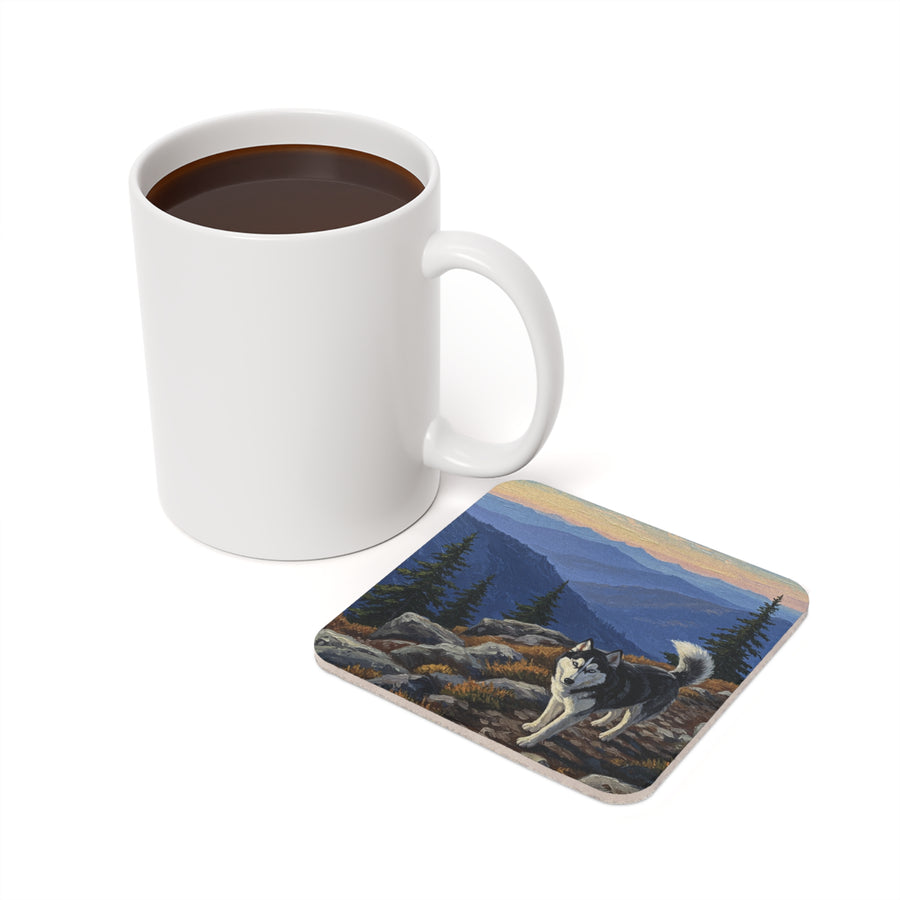 Acrylic Siberian Husky - Mountain Overlook | Cork Back Coaster
