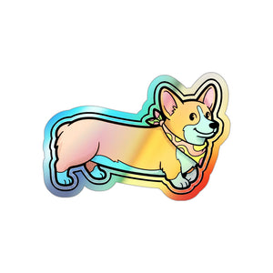 Corgi Retro Y2K Holographic Die-Cut Sticker, Retro 90s Dog Art, Corgi Lover Gift, Waterproof Vinyl