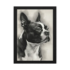 Boston Terrier Charcoal Portrait Canvas Wall Art | Dog Memorial Gift | Pet Lover Home Decor | Black & White Dog Print