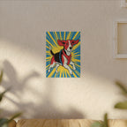 Beagle Comic Pop Art Canvas - Energetic Retro Dog Print with Halftone Shading and Bold Outlines
