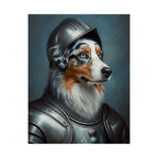 Australian Shepherd Medieval Knight Portrait Matte Poster, Regal Dog Art Print, Australian Shepherd Lover Gift, Wall Art