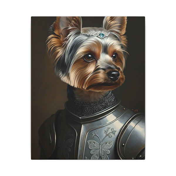 Yorkshire Terrier Medieval Knight Portrait Canvas Wall Art, Regal Dog Painting, Yorkshire Terrier Lover Gift, Stretched Canvas