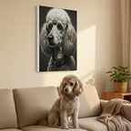 Poodle Charcoal Portrait Canvas Wall Art, Elegant Dog Lover Gift, Pet Owner Home Decor, Modern Animal Art Print for Dog Mom/Dad