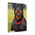 Rottweiler Oil Painting Soccer Portrait Canvas Wall Art Decor | Rottie Dog Lover Gift | Premium Pet Portrait Print