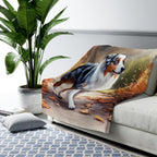 Australian Shepherd Watercolor Autumn Path Throw Blanket | Premium Dog Prints | Tritan — view 8 of 9