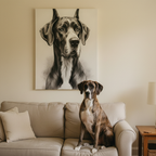 Great Dane Charcoal Portrait Canvas Wall Art | Majestic Dog Print | Large Breed Pet Memorial Gift | Dog Lover Home Decor | Stretched Canvas
